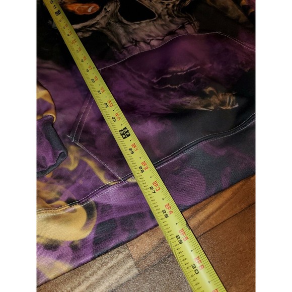 Minnesota Vikings All Over Print Sweatshirt Hoodie Double Sided Skull Size L/XL - Picture 5 of 5